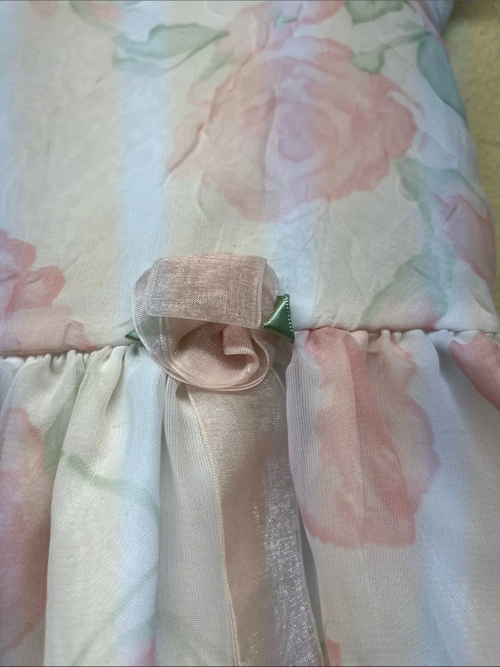 Girls Floral Pink & White Party Dress